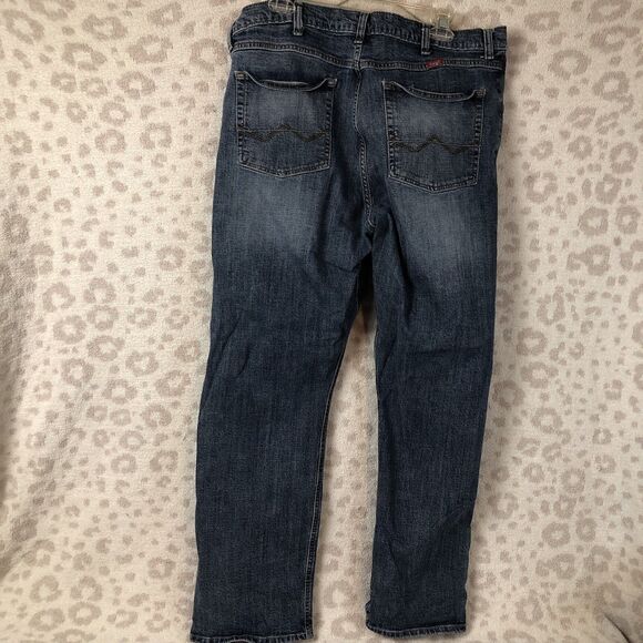 Wrangler jeans men’s 38 x 30 blue denim boot cut medium wash distressed - Picture 2 of 7
